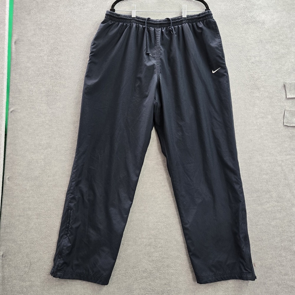 Nike Men Activewear‎ Pants 2XL Blue Track Nylon Polyester Logo Mini Swoosh Y2K